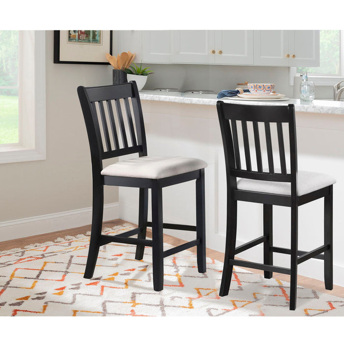 Transitional Rubberwood Dining Room Chairs (Set of 2) With Slatted Back - Black