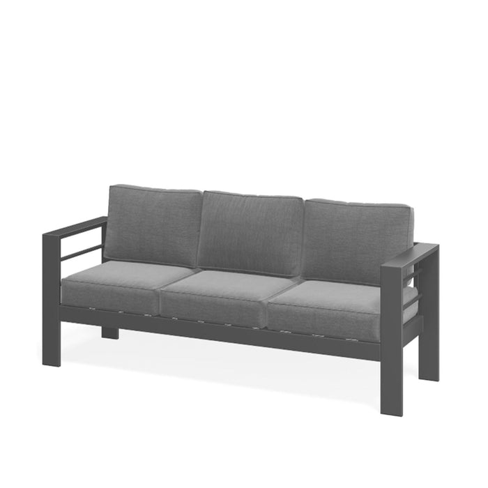 All Weather 3 Seat Patio Sofa With Thick Cushions - Gray / Gray
