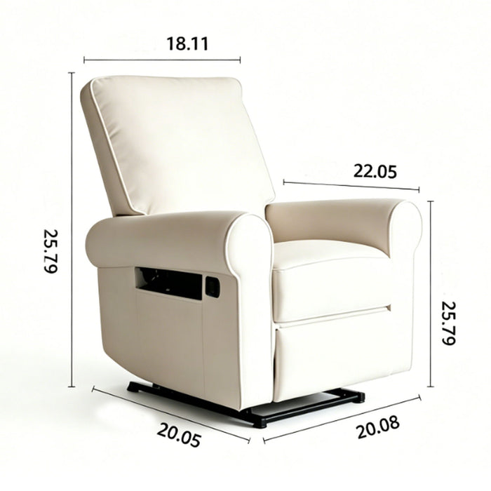 Manual Button Armchair Sofa With 360 Degree Rotation - White
