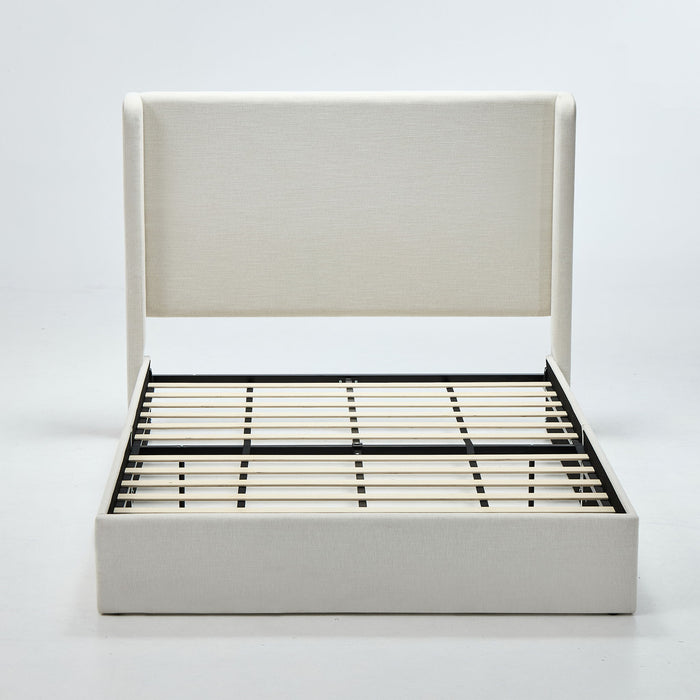 Carmen - Full Size Upholstered Wingback Bed - Ivory