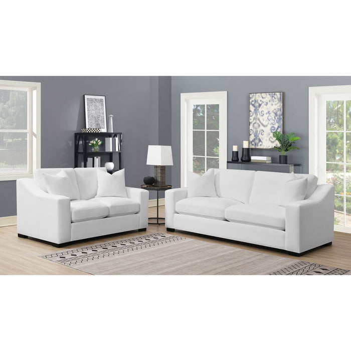 Chelan - 2 Piece Upholstered Sloped Arm Sofa Set - White