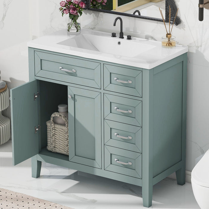 Modern Bathroom Vanity With Sink, Freestanding Design With Drawers And Doors