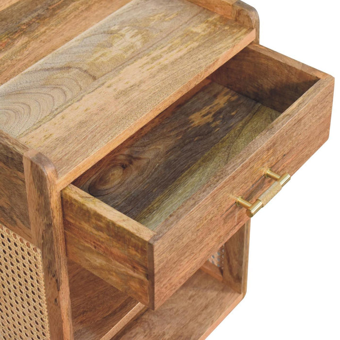 Larissa - T Bar Open Bedside Table - Oak