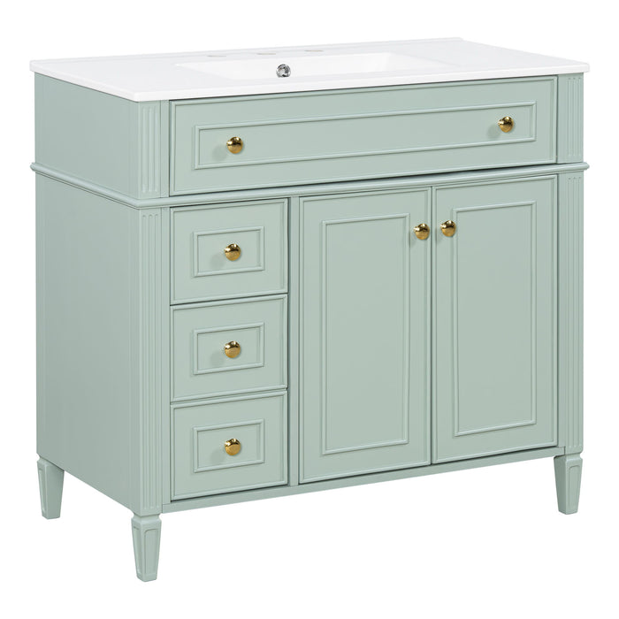Bathroom Vanity With Sink, 3 Drawers & 2 Doors