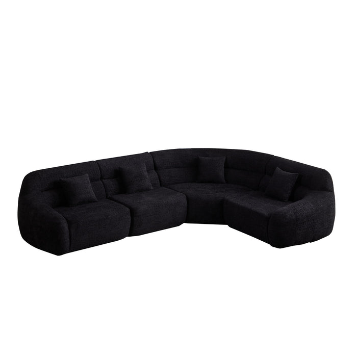 Luxury Curved Corner Sectional Sofa With 4 Pillows