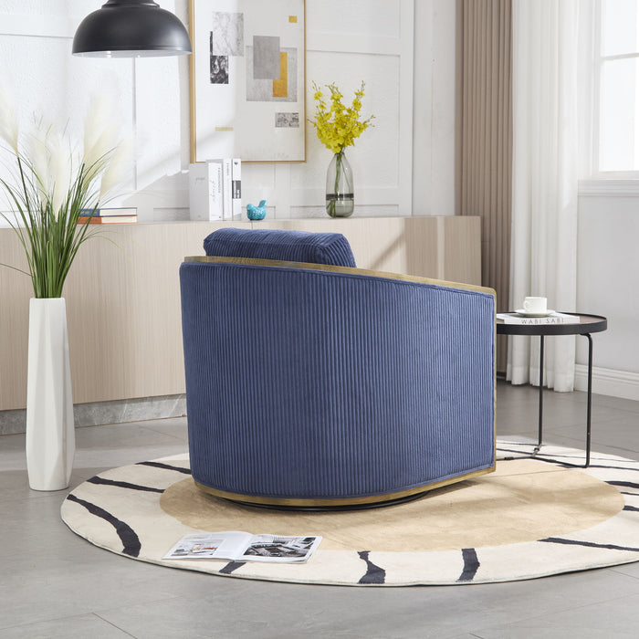 Corduroy Barrel Chair, 360 Degree Swivel