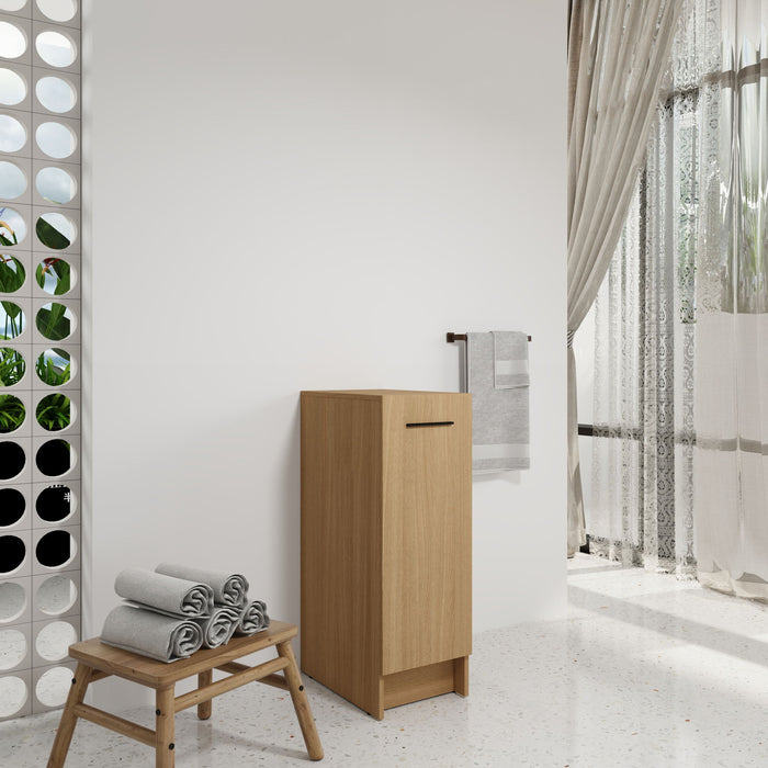 Slim Freestanding Bathroom Storage Cabinet - Light Oak