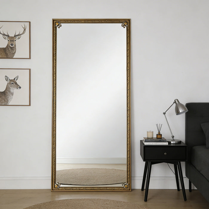Full Length Mirror With Stand, Floor Standing Dressing - Antique Gold