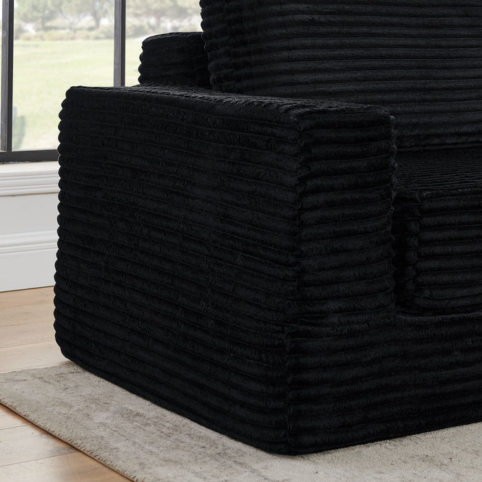 Modern Minimalist L Shape Modular Sectional Sofa, Corduroy Couch