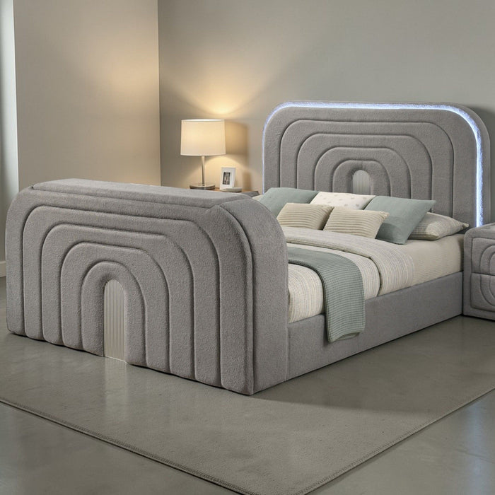 Shelyn - Bed With LED, TV Stand, Fireplace & Bluetooth