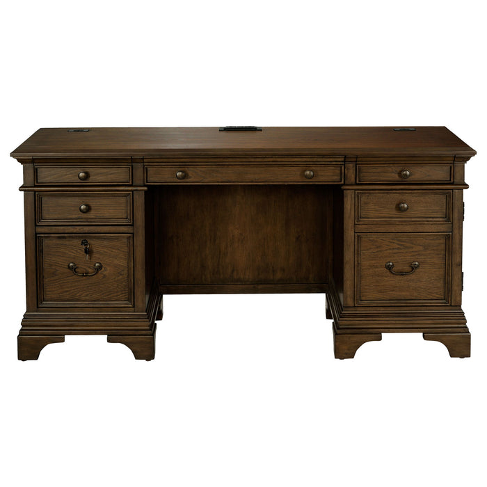 Stigham - 5 Drawer Credenza Office Desk - Oak