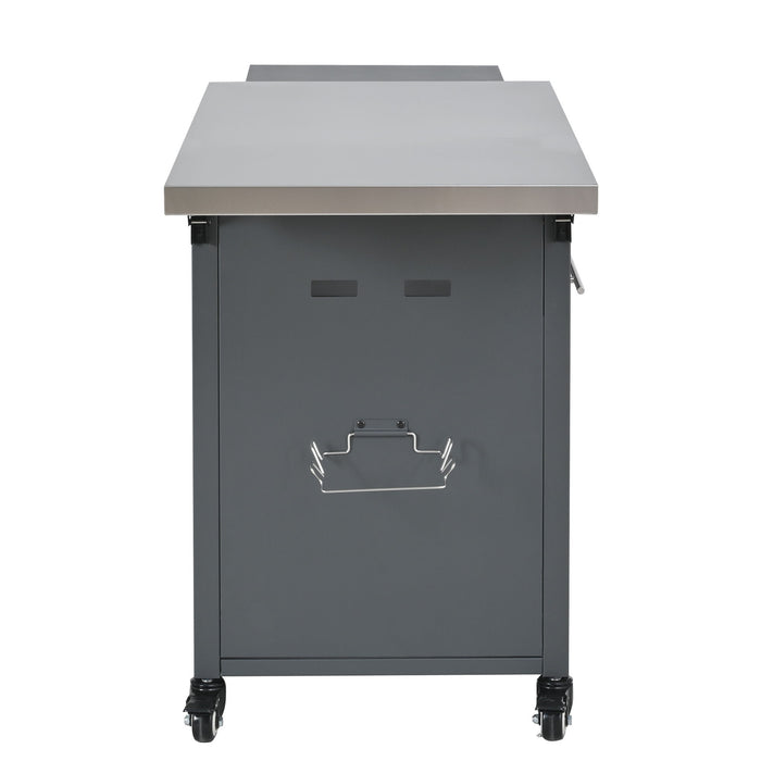 Foldable Outdoor Prep Station BBQ Cart With Trash Rack