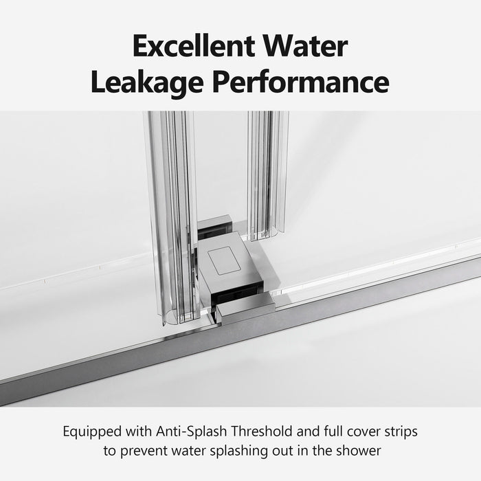 Frameless Double Sliding Soft Close Shower Door, Tempered Glass