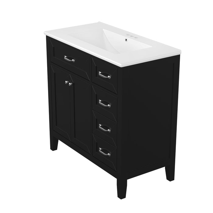 Modern Bathroom Vanity With Sink, Freestanding Design With Drawers And Doors