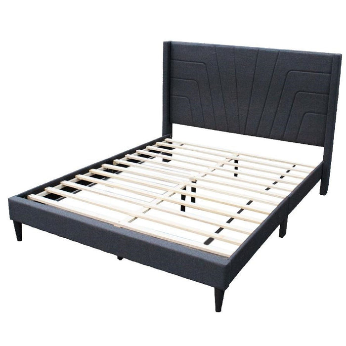 Eastern King Size Bed, Upholstered Platform Bedframe - Charcoal