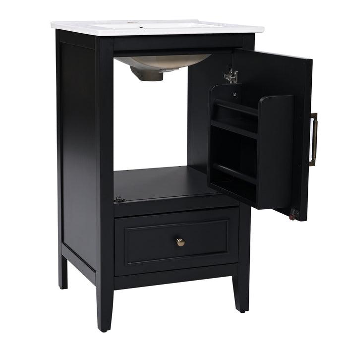 Modern Bathroom Vanity With Sink, Cabinet Storage, Drawer & Adjustable Feet