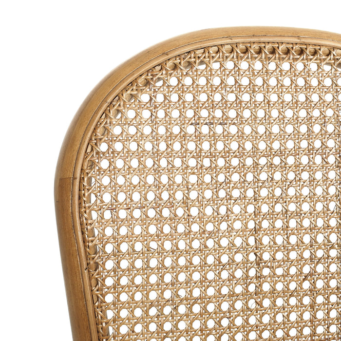Oval Dining Table Set With 4 Birch Rattan Chairs - Brown / Light Brown