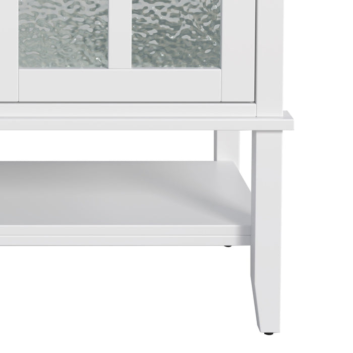 Bathroom Vanity With Ceramic Sink, Adjustable & Open Shelf