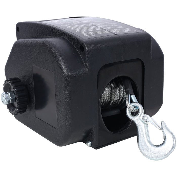 Reversible Electric Trailer Winch For Boats Up To 5000 Lbs With Galvanized Wire Rope And Casing - Black
