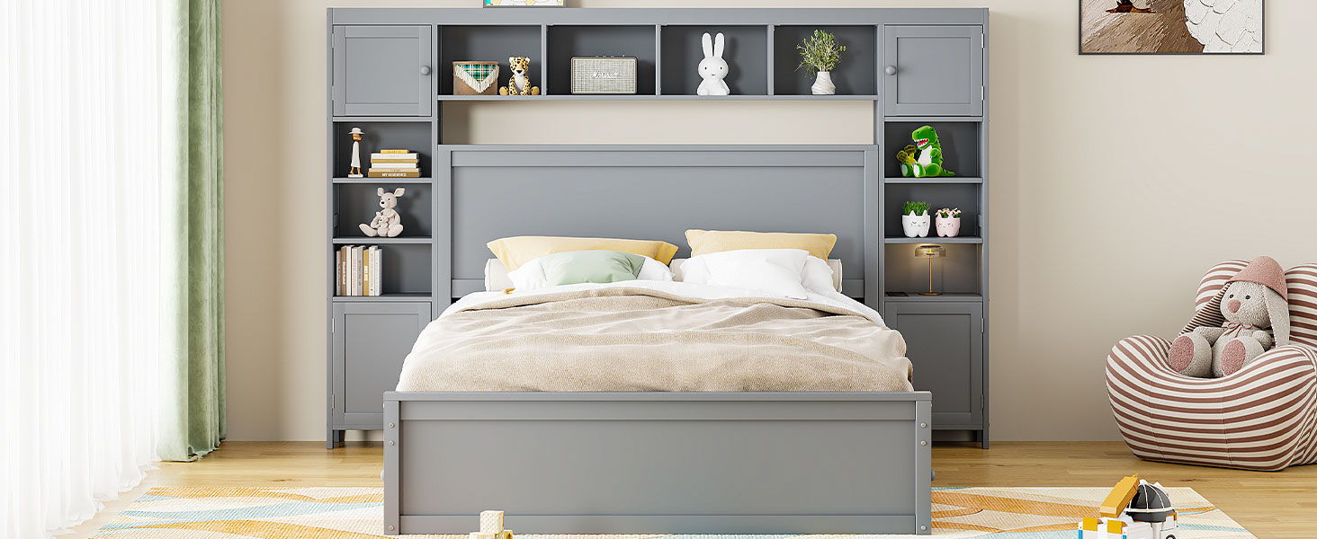 Bed With All In One Cabinet, Shelf And Sockets