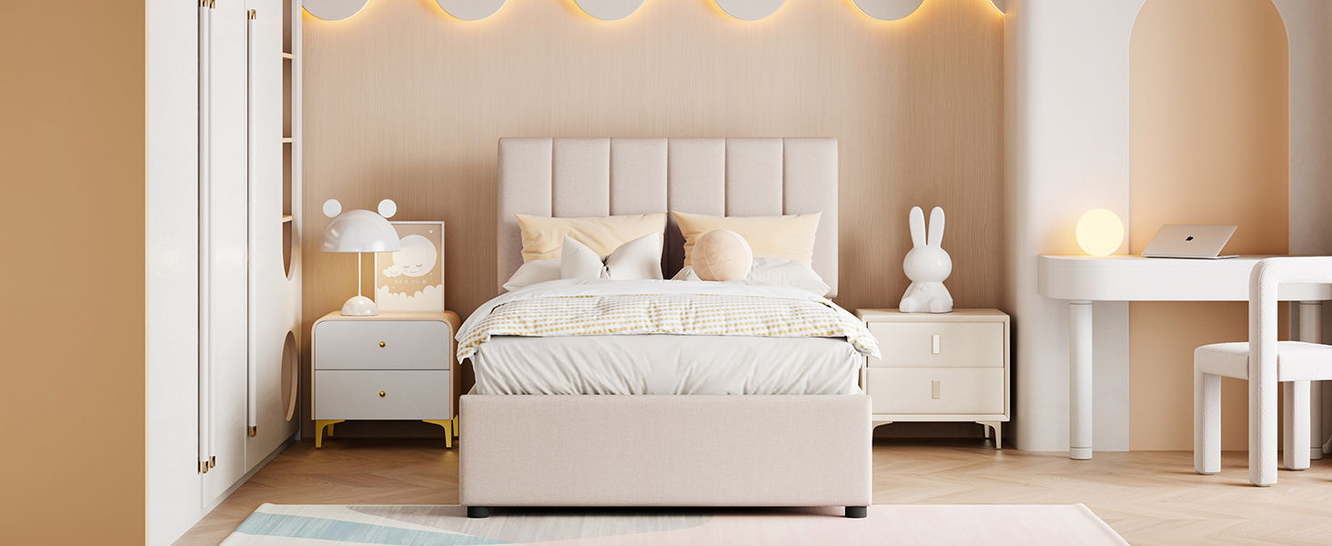 Upholstered Platform Bed With A Hydraulic Storage System