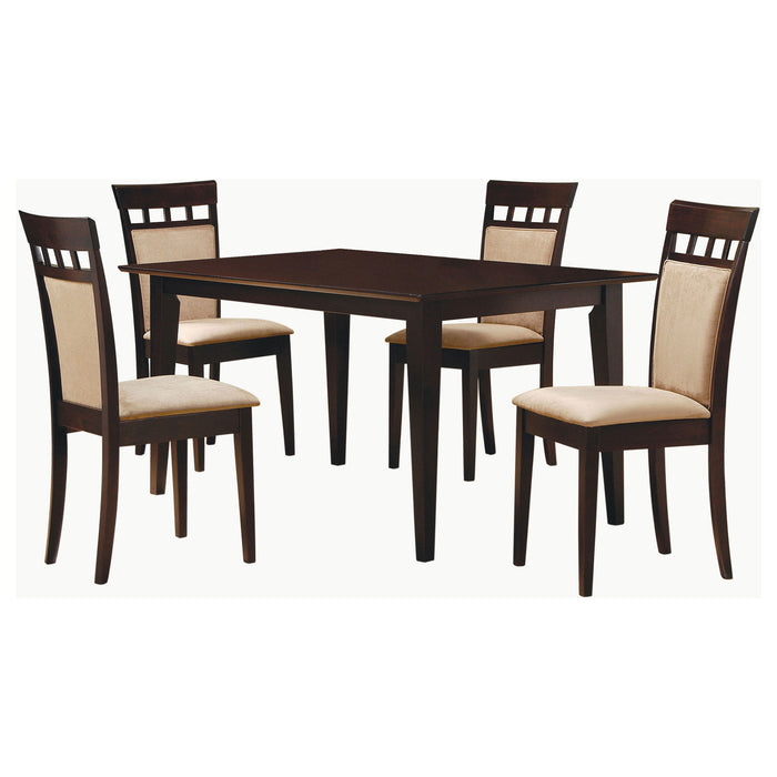 Gianna - 5 Piece Rectangular Dining Set With Table Upholstered Chairs - Cappuccino