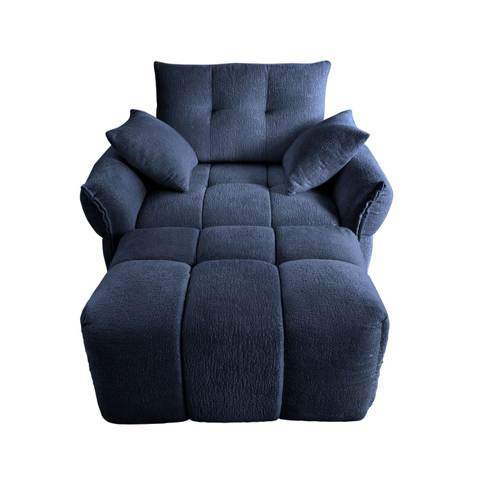 Ergonomic Single Seater Sofa With Ottoman, High Resilience Support Cushions