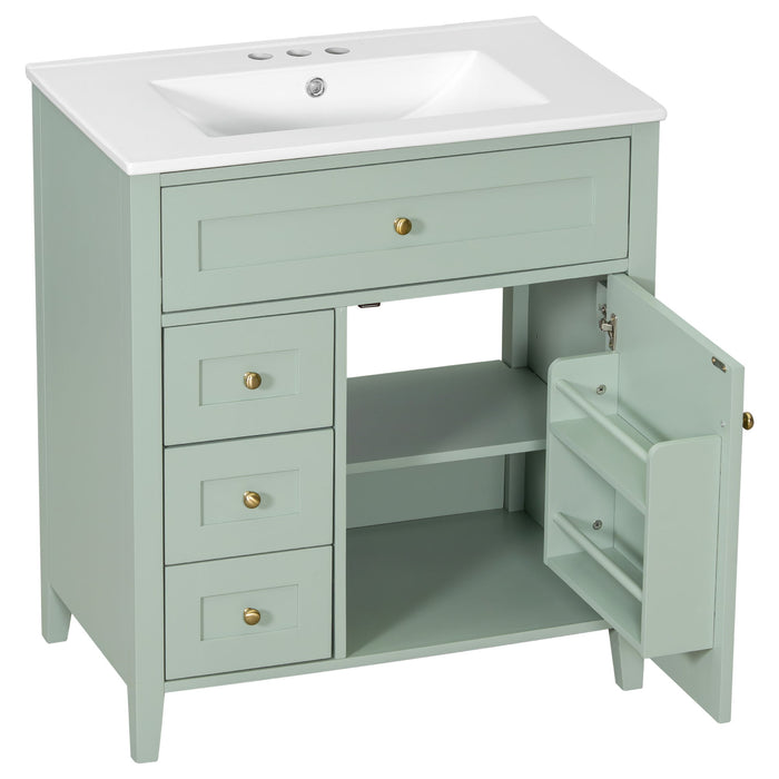 Bathroom Vanity With Sink, 3 Drawers And Adjustable Shelf, Freestanding Storage Unit