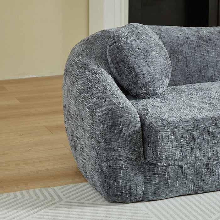 Curved Convertible Sofa, 2 In 1 Frameless Folding Sofa Bed With Pull Out Base And Deep Seat