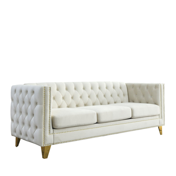 Upholstered Couch Sofa With Button Tufting For Living Room