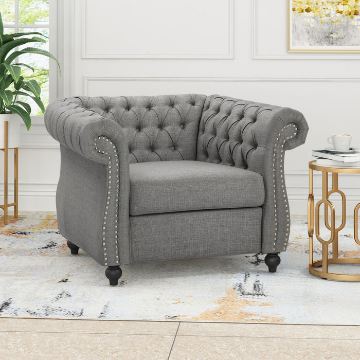 Nexuson - Upholstered Chesterfield Chair With Deep Tufted And Nailhead Trim