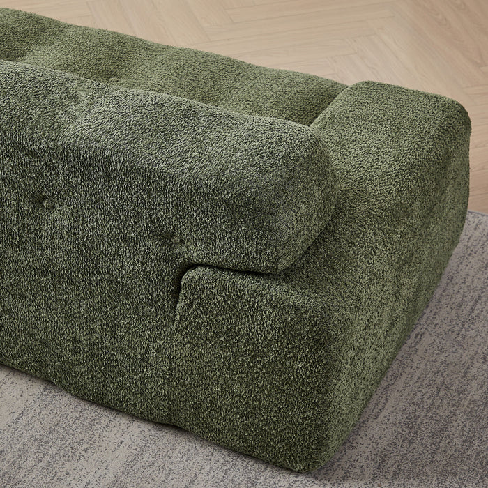 Cloud Series Minimalist Button Tufted Square Arm 3 Seater Sofa