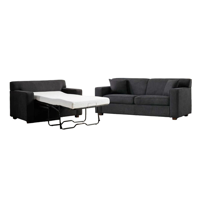 Convertible Sleeper Loveseat & Chair Set With Fold Out Mattress, Loveseat & Chair - Gray