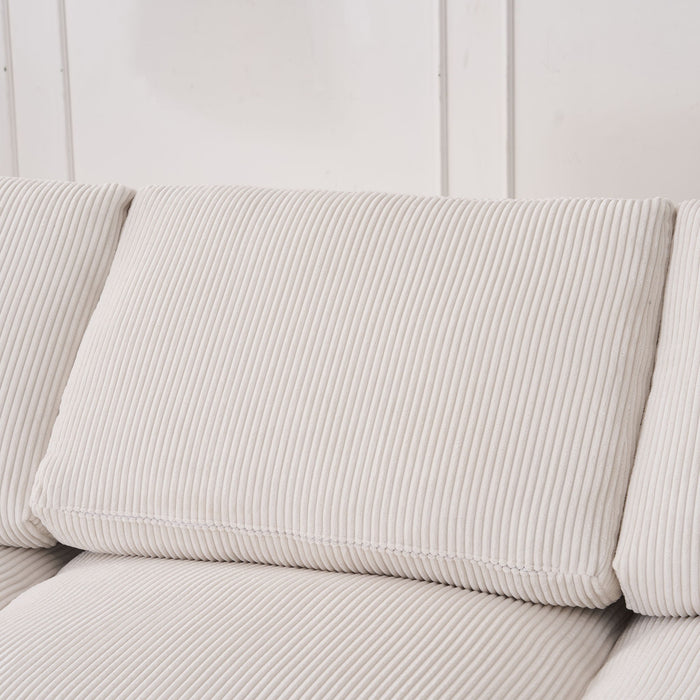 Modular Sectional Sofa With Ottoman, USB And Type C Charger, Petal Armrest Design