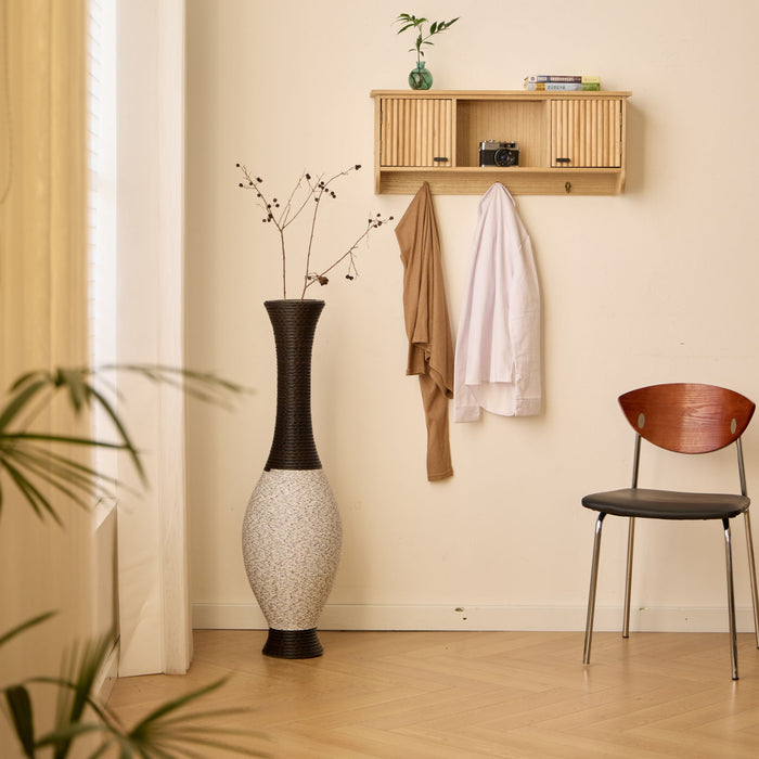 Tall Designer Floor Vase With Elegant 2 Tone