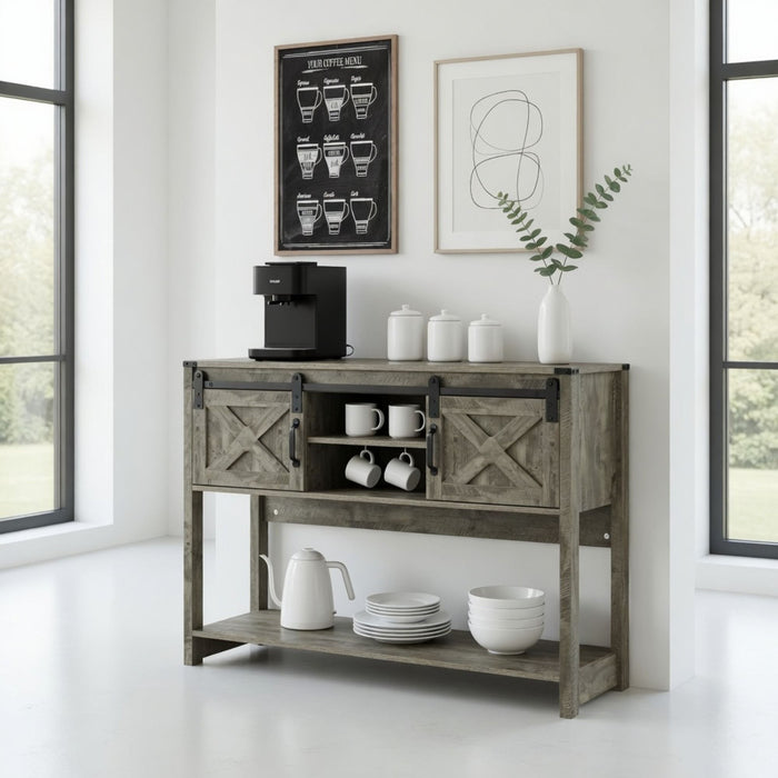 Farmhouse Entryway Table With Sliding Barn Door