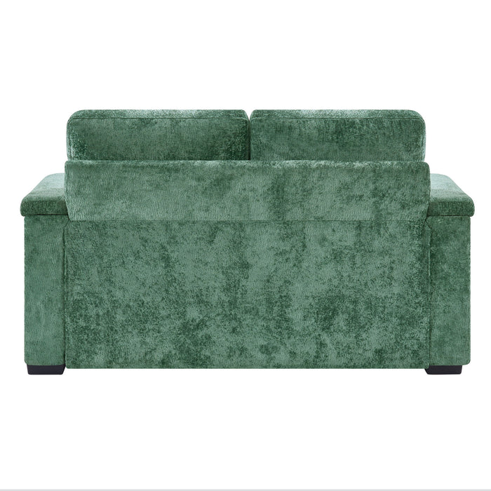 Pull Out Sofa Bed Loveseat With Twin Mattress, Cup Holders And Arm Storage