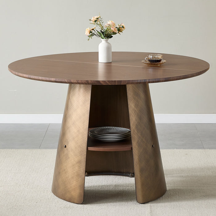 Round Dining Table - Reddish Brown / Walnut