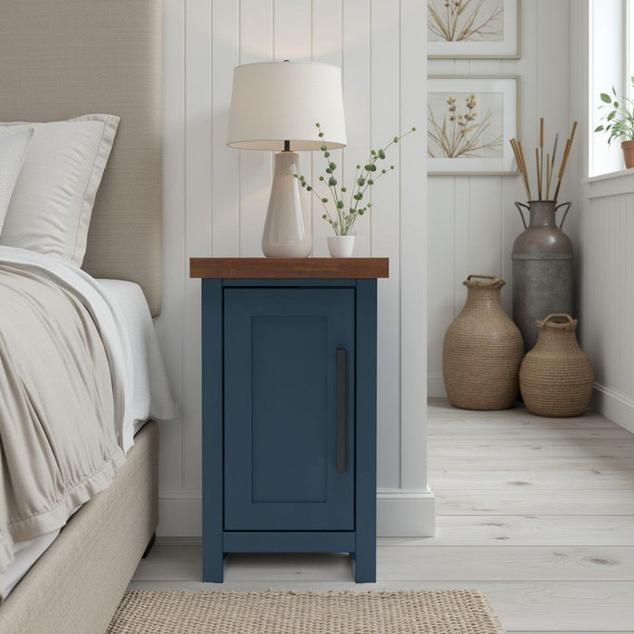Chairside Table - Blue Denim / Whiskey - Wood