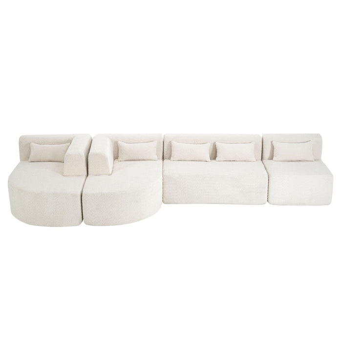 Upholstered Sofa Free Combined Sofa Couch With 2 Chaise Lounge And Five Back Pillows For Living Room