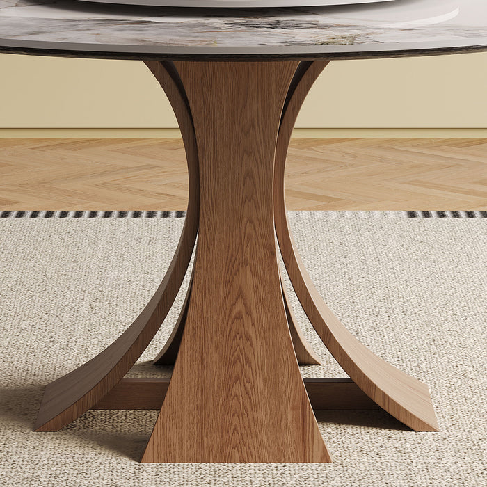 Dining Table Set With Wooden Base