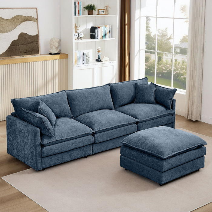 Modular L-Shaped Sectional Sofa With Movable Ottoman
