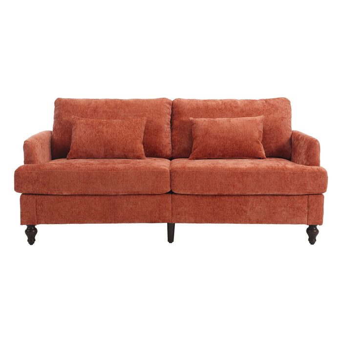 Mid Century Modern Chenille Fabric Loveseat Sofa, 2 Seat Upholstered Couch