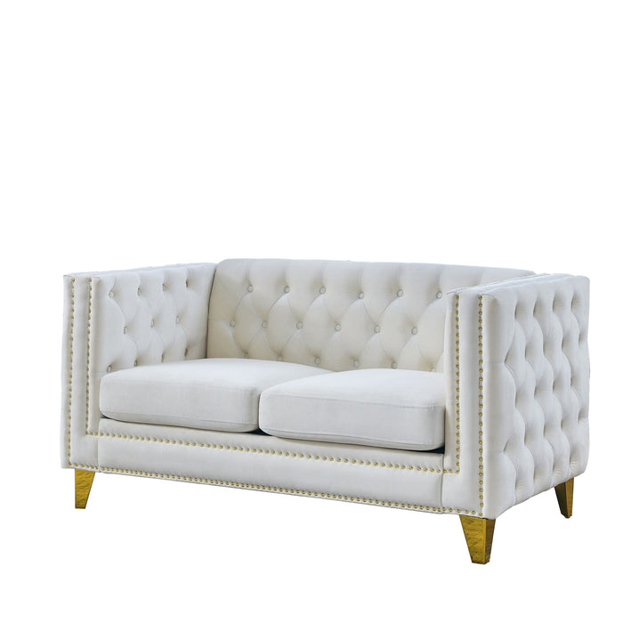 Upholstered Couch Sofa With Button Tufting For Living Room