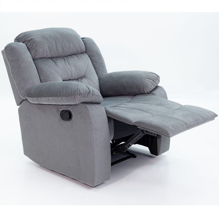 Modern Manual Recliner With Padded Seat And Pillow Arms