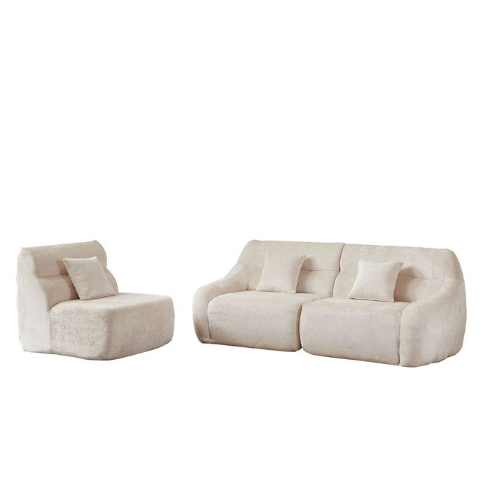Luxury Curved Corner Sectional Sofa With 4 Pillows