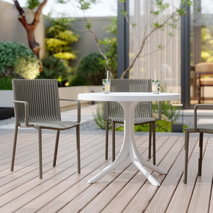 4 Piece Stackable Single Chairs With Vertical Stripe Design For All Weather