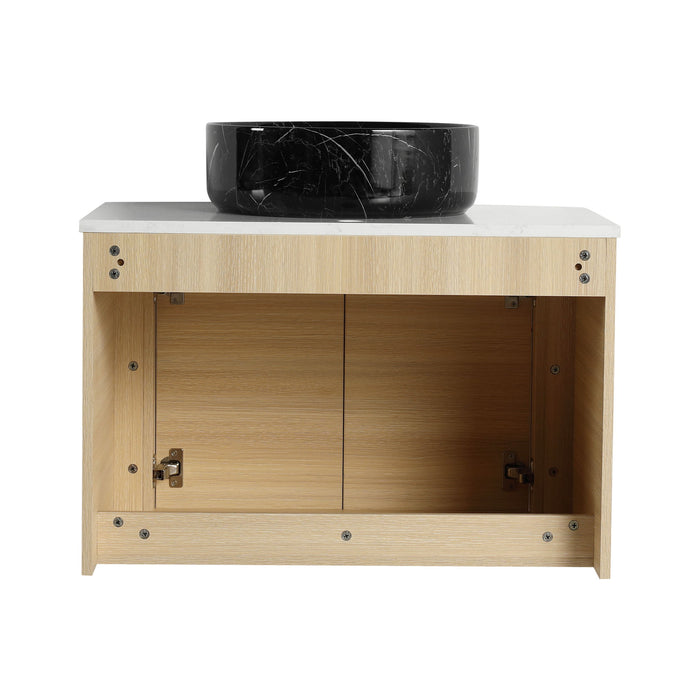 Mounted Bathroom Vanity & Art Sink & 2 Soft Close Doors