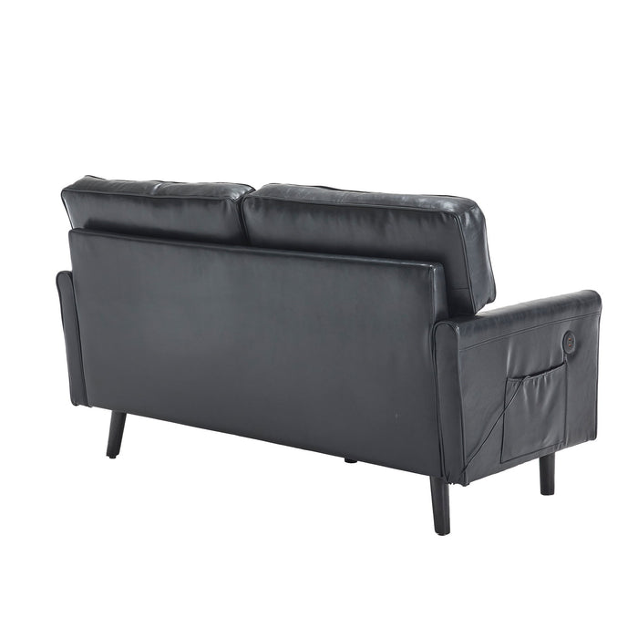 Mid Century Modern Loveseat Sofa With USB Ports, Removable Pillow Cover