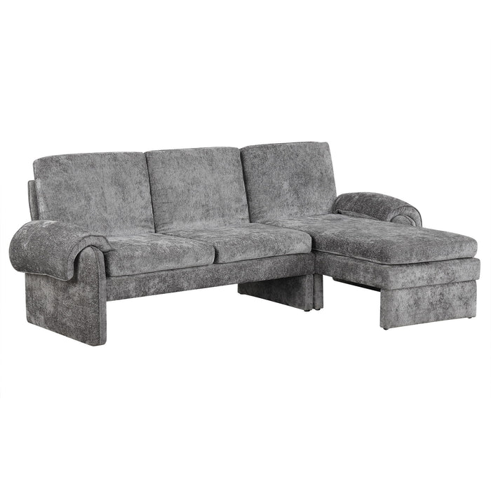 Convertible Futon Sofa Bed With Adjustable Backrest, Reversible Chaise Lounge And 2 Removable Armrest Pillows